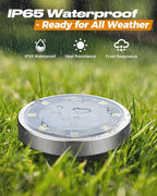 btfarm 16 Pack Solar Lights Outdoor, 8 LED Solar Ground Lights IP65 Waterproof Flat Solar Disc Light, Pathway Lights for Garden Lawn Patio Yard Path Landscape, Cool White