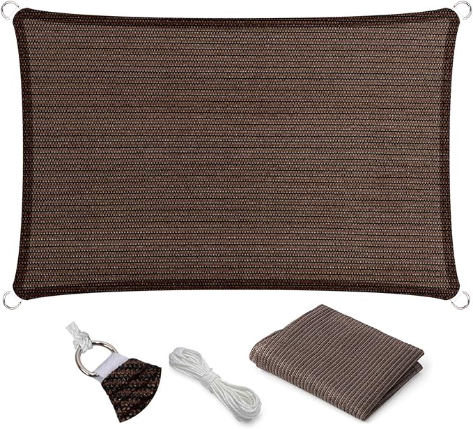 Eden's Decor Straight Flat-Edged Sun Shade Sail Rectangular 5' x 16' Brown UV-Blocking Outdoor Canopy Fabric Cloth Awning for Pergola Patio Garden Backyard Custom Size