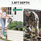 4×2×1.4FT Galvanized Raised Garden Bed Outdoor, Metal Raised Garden Bed Kit, Large Planter Raised Beds, 3 In1 Modular Raised Planter Box Outdoor,Raised Beds for Gardening for Vegetables Flowers Herbs