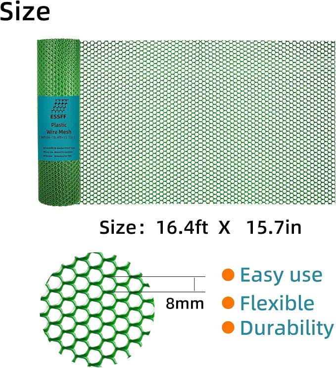 Decorative Fences - Green Polyethylene Netting, 15.7 x 16.4 ft Roll