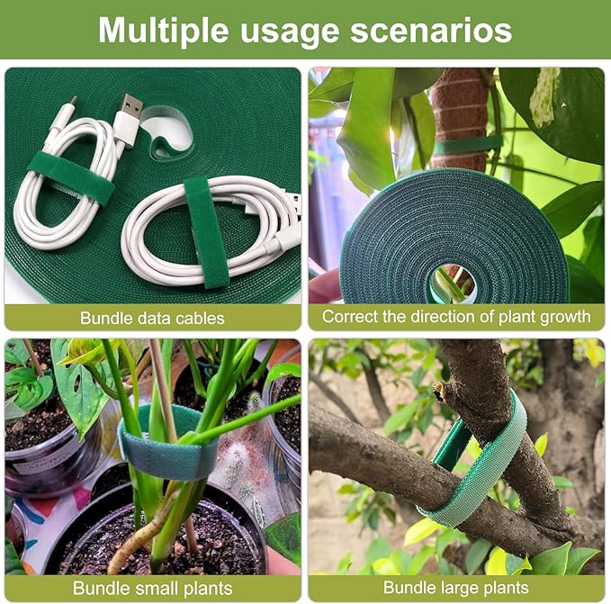 SumDirect Plant Tape 100 ft Plant Ties for Climbing Plants Garden Twist Ties Plants Adjustable Green Garden Tape for Plants, Flowers, Vines and Tree (100 ft x 1/2 in)