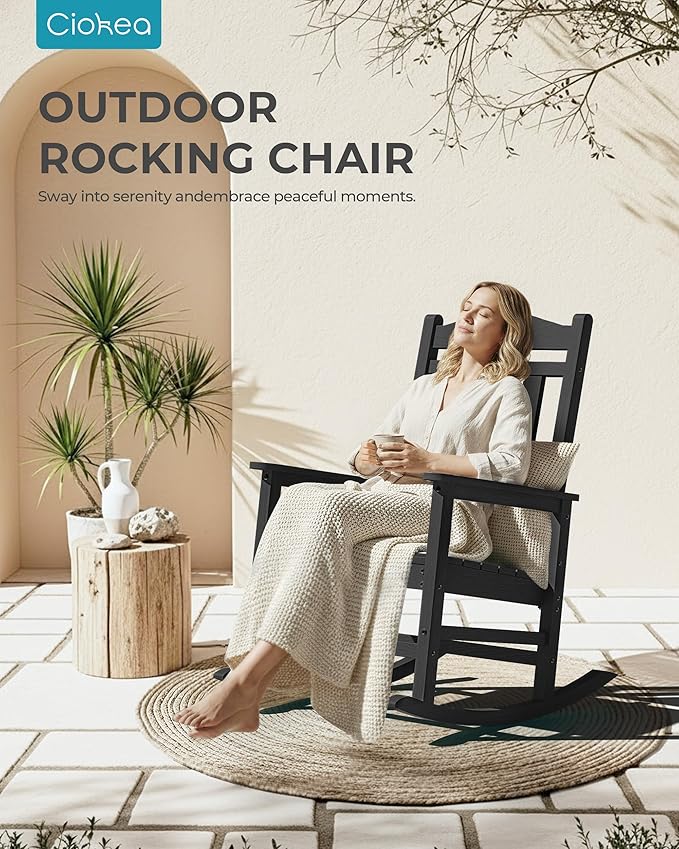 Oversized Outdoor Rocking Chairs Set of 4 – Black