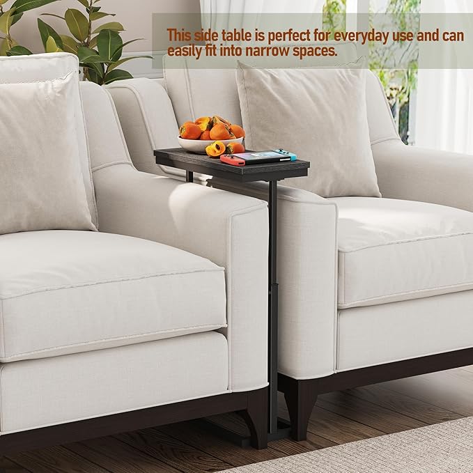 TUTOTAK End Table, Side Table, Tall Couch Table, Sofa Table, Living Room, Bed Room, Black TB01BK0832