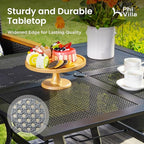 PHI VILLA 37 Inch Outdoor Dining Table Metal Steel Mesh Patio Dining Table Umbrella Table with 1.57" Umbrella Hole (Mesh)