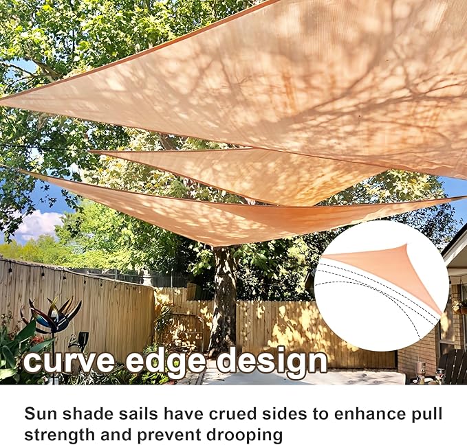 SUNLAX Sun Shade Sail 16' x 21' x 26.4' Peach Fuzz Rectangle Canopy Sail Shade Cover UV Block Permeable Sunshade Outdoor for Patio Backyard Deck Pergola (We Make Custom Size)