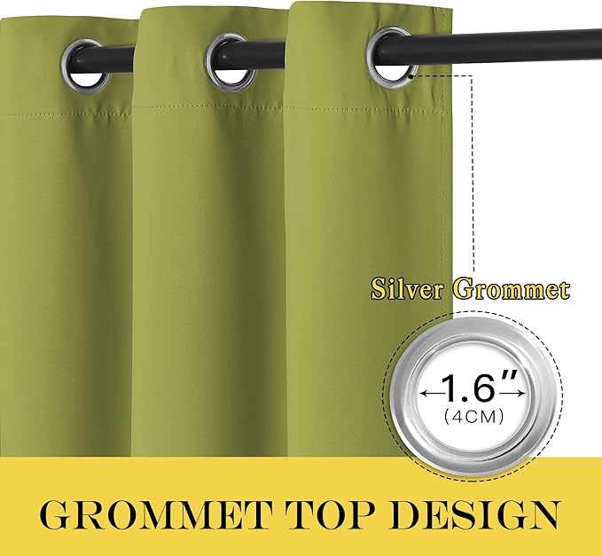 NICETOWN Room Divider Curtain 132 Inches Long, Wide Blackout Sliding Door Curtain for Bedroom, Room Darkening Privacy Window Curtain for Patio Door (1 Panel Set, Fresh Green, 80 x 132 Inch)
