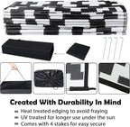 SAND MINE Waterproof Outdoor Rug 9x18 ft, Plastic Straw Rug, Modern Area Rug, Large Floor Mat, RV, Patio, Backyard, Deck, Picnic, Beach, Trailer, Camping (9' x 18', Black & White Lattice)