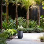 Kante 11.8 Inch Tall Concrete Planter, Large Indoor Outdoor Plant Pot with Drainage, Smooth Charcoal Finish with Painted Interior, Ideal for Porch, Home, Garden, Patio