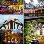 Mlambert 3 Color Outdoor LED Dimmable String Lights for Patio with Remote, Plug in 48FT Waterproof Shatterproof Edison Bulb Lights for Bistro Pergola