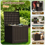 Flamaker Resin Deck Box 40 Gallon Waterproof Outdoor Indoor Storage Box Imitation Wood Resin for Patio Furniture Garden Tools and Pool (Deep Brown)
