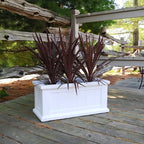 Mayne Cape Cod Rectangle Planter - White - 24in L x 11in W x 11in D - Polyethylene - Built-in Water Reservoir (4839-W)