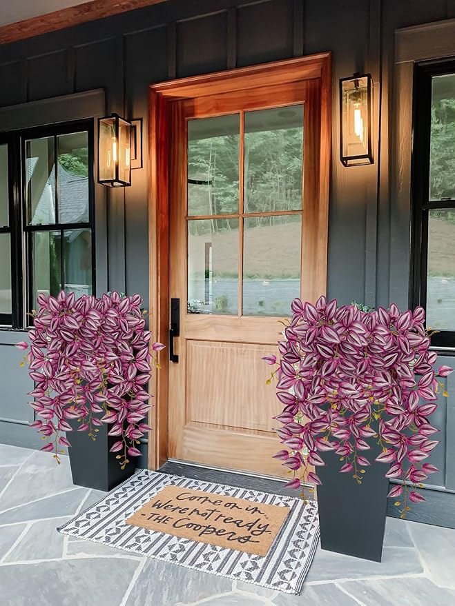 Artificial Hanging Plants Wandering Jew, 26-Inch 2-Pack