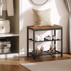 HOOBRO Shoe Bench, 3-Tier Shoe Rack, Industrial Shoe Organizer Storage Bench, 19.7 inches Entry Bench with Mesh Shelves, for Entryway, Living Room, Hallway, Easy Assembly, Rustic Brown BF50HX01