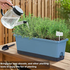 Window Box Planter 4 Packs, 17 Inches Rectangle Flower Pots with Drainage Holes & Trays, Pots for Vegetables, Herbs, Flowers, Garden Windowsill Balcony (Blue, 17 * 5.1 * 6 inch)
