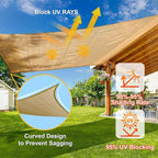 SUNLAX Sun Shade Sail 13' x 17' Sand Rectangle Canopy Sail Shade Cover UV Block Permeable Sunshade Outdoor for Patio Backyard Deck Pergola (We Make Custom Size)