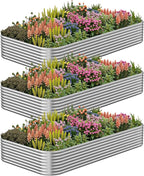 3 Pack Corrugated Galvanized Steel Raised Garden Bed Outdoor, Metal Above Ground Garden Bed for Vegetables and Flowers, Raised Beds for Gardening-4x2FT