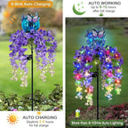 Solar Lights Outdoor Pathway,Wisteria Flower Garden Stakes,Colorful LED Lights for Yard,Patio,Lawn,Solar Powered Garden Decortions,Spring Gifts for Women