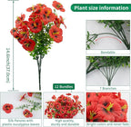 12 Bundles Artificial Pansy Flowers for Outdoor, Faux Silk Pansies Spring Flowers Outside for Planter Front Door Porch Patio Yard Window Box Home Decor (Red)