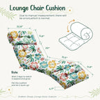 Outdoor Chaise Lounge Chair Cushion 75.1 x 22.8 x 4.7 Inches 100% Waterproof Replacement Cotton Patio Pool Lounge Chair Cushion for Outdoor Furniture with Ties, Green Coconut Tree