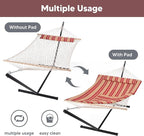 SUNCREAT Hammocks Portable Hammock with Stand, Hammock with Stand 2 Person Heavy Duty for Bedroom, Backyard, Patio, Balcony, Red Stripe