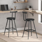 Bar Stools, Set of 2 Bar Chairs with Backrest and Footrest, 26" Tall Counter Stools, Metal Frame, Adjustable Feet, Easy Assembly, for Kitchen, Living Room, Pub, Black BAHB6001
