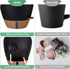 montresor 5-Pack Self-Watering Plastic Plant Pots 5/5.5/6/6.5/7 Inch– Black Indoor Flower Pots with Wick & Water Tray for Herbs, Succulents, Seedlings, Small Plants