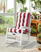 SERWALL HDPE Outdoor Rocking Chair Cushion Set of 2, Memory Foam Cushion Red White