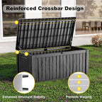 150 Gallon Outdoor Storage Box, Weather Resistant & Waterproof Resin Deck Box with UV Protection, Rattan Black Patio Storage Cabinet for Garden, Patio, Porch, Poolside(Black)
