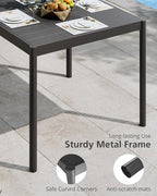 Aluminum Patio Dining Table for 2-4 Person, 34 in x 36 in Rectangle Outdoor Dining Table With Aluminum Tabletop and Metal Frame for Deck Garden Lawn Backyard, Black