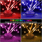 Mlambert 144Ft(3x48ft) Multicolor Outdoor Patio Lights, Dimmable RGB Cafe String Lights with 45+6 Waterproof LED Bulbs for Garden Bistro-Black 3 Pack