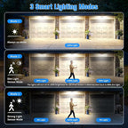 Aootek Solar Outdoor Motion Sensor Lights 2500Lm Solar Panel to 15.3 in² and 3 Modes(Security/Permanent On All Night/Smart Brightness Control) with IP65 Waterproof with Wide Angle(4pack)