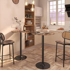 Furmax Bistro Pub Table Round Bar Height Cocktail Table for Home Bar, Round Bar Tables for Party, Dining Room, Living Room and Wedding, Metal Base MDF Top Obsidian, 40.6 Inch Height (1, Faux Marble)