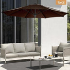 Ayge 9FT Large Outdoor Patio Umbrella Market Table Umbrella-UV Resistant, Easy Push Button Tilt and Crank, 8 Sturdy Fiberglass Ribs Heavy-Duty Pool Umbrella for Deck, Backyard,Garden,Brown