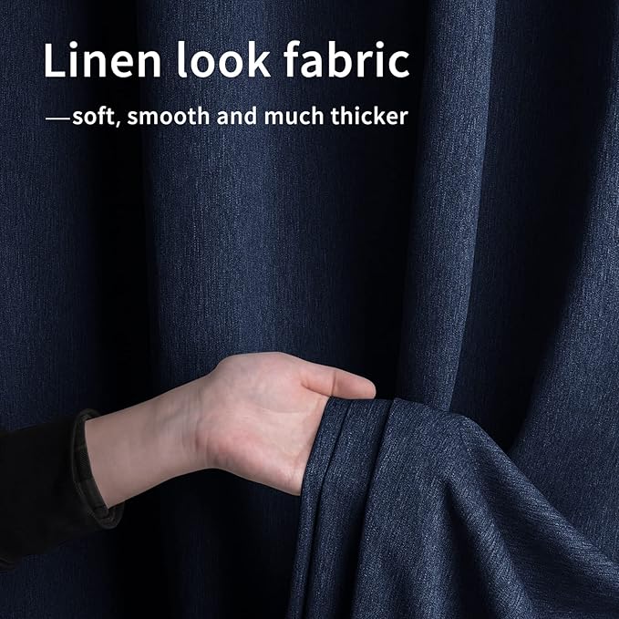 Easy-Going Linen Look Outdoor Curtains Waterproof Windproof Porch Curtains, Soft Thicken Outdoor Privacy Curtains for Patio, Gazebo, Grommet Top and Tab Bottom Drape, 1 Panel, 110x84 inch, Navy