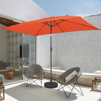 JEAREY 6.5x10 ft Rectangular Patio Umbrellas Rectangle Outdoor Umbrella with Push Button Tilt and Crank, Market Table Umbrella 6 Sturdy Ribs UV Protection for Poolside Garden Backyard Deck, Orange