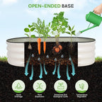 Galvanized Raised Garden Bed - 4×2×1ft (2 Packs) Planter Raised Beds for Gardening | Oval Metal Garden Planter Box with Safety Edging and Gloves for Vegetables Fruits and Flower (White)