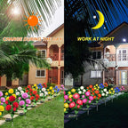 Solar Flower Lights Outdoor - Upgraded New Material Two Modes Realistic LED Solar Powered Waterproof Lights with 5 Roses, Solar Decorative Stake Lights for Garden (Blue, 4 Pack)