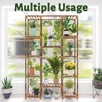 Uneedem Tall Indoor Outdoor Plant Stand - Large 12 Tier Plant Rack with Wooden Shelves for Room, Balcony, Garden, Patio