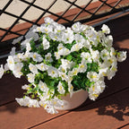 Artificial Flowers for Outdoors, UV Resistant Fake Silk Morning Glory, Realistic Faux Plants for Outside Porch Patio Window Box Hanging Planter (16, White)