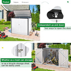 AECOJOY Outdoor Trash Can Storage, 46 Cu.Ft White Trash Can Storage Cabinet Shed Outdoor Horizontal Storage Cabinet Waterproof, Garbage Can Storage Bicycle Sheds & Outdoor Storage Clearance