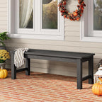 Outdoor Bench, 2-Person Patio Backless Bench Holds up to 800lbs, Weatherproof Garden Bench That Never Rot and Fade, Suit for Backyard, Porch, Patio, Deck and Entryway (Black)