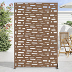 Casaphoria Metal Privacy Screen Outdoor, 72" H x 47" W Freestanding Decorative Privacy Screen for Patio Deck Balcony Garden with Stable Base, Brown-Gerald