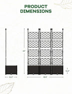 GAOMON 3 PCS Raised Garden Bed with Trellis - 50 in W x 63" Tall Plastic Planter Box for Climbing Plants, Outdoor Vertical Garden with Privacy Screen for Patio, Balcony, Backyard