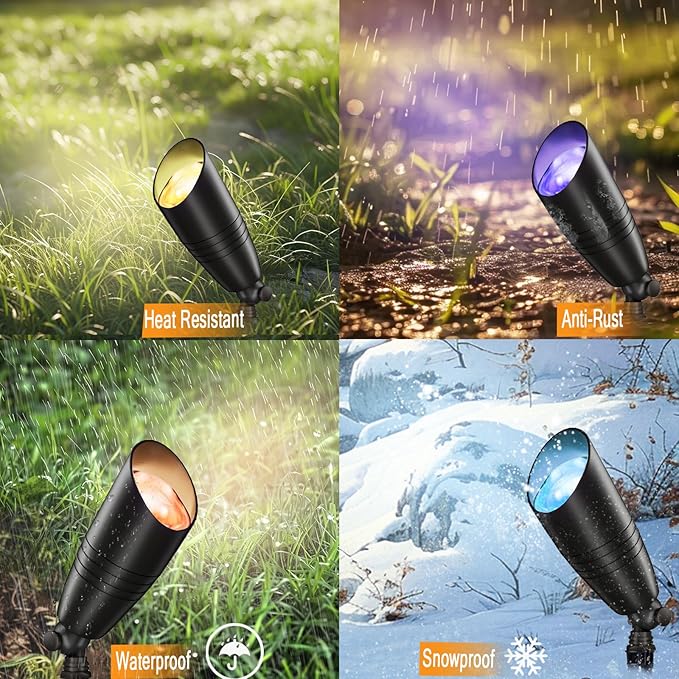 Outdoor Spotlights, 12V Die-Cast Aluminum with RGB+CCT MR16 Bulbs