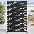 Casaphoria Metal Privacy Screen Outdoor, 72" H x 47" W Freestanding Decorative Privacy Screen for Patio Deck Balcony Garden with Stable Base, Black-Gerald