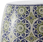 JONATHAN Y TBL1025A Lula 17.25" Suzani Ceramic Indoor/Outdoor Garden Stool, Blue/Green, Classic, Coastal, Bohemian, Traditional, Mediterranean, Cottage for Living Room, Garden, Outdoor, Home