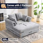 VINGLI Modern Floating Chaise Lounge Chair with Acrylic Legs, Upholstered Cushion Deep Seat Lounge Sofa with Iron-Wood KD Frame, Pillow Armrest, Accent Chair for Living Room, Play Room Apartment