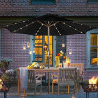 Blissun 9 ft Solar Umbrella, 32 LED Lighted Patio Umbrella, Table Market Umbrella, Outdoor Umbrella for Garden, Deck, Backyard, Pool and Beach (Black)