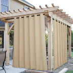 NICETOWN 2 Panels Outdoor Curtains for Patio Waterproof & Windproof, Thermal Insulated Top & Bottom Grommet & Back Tab Light Block Outdoor Drapes with Bouns Rope for Fixed, Biscotti Beige, W84 by L84