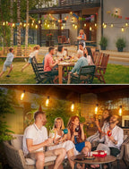 50FT(2x25FT) Outdoor String Lights, Patio Lights with 20+2 LED Dimmable Waterproof ST38 Vintage Bulbs for Backyard Bistro Cafe Deck, Black